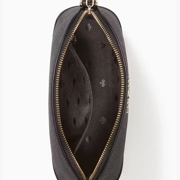 NWT Kate Spade Holiday Black Glitter Tinsel Small Dome Crossbody in - Picture 4 of 9